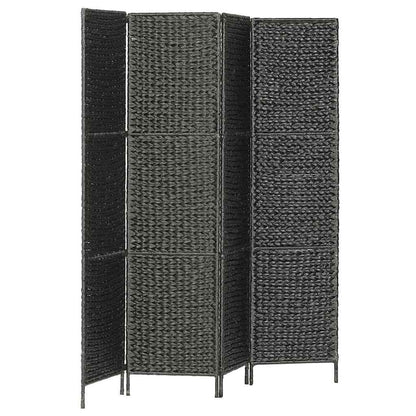 4-Panel Room Divider Black 154x160 cm Water Hyacinth