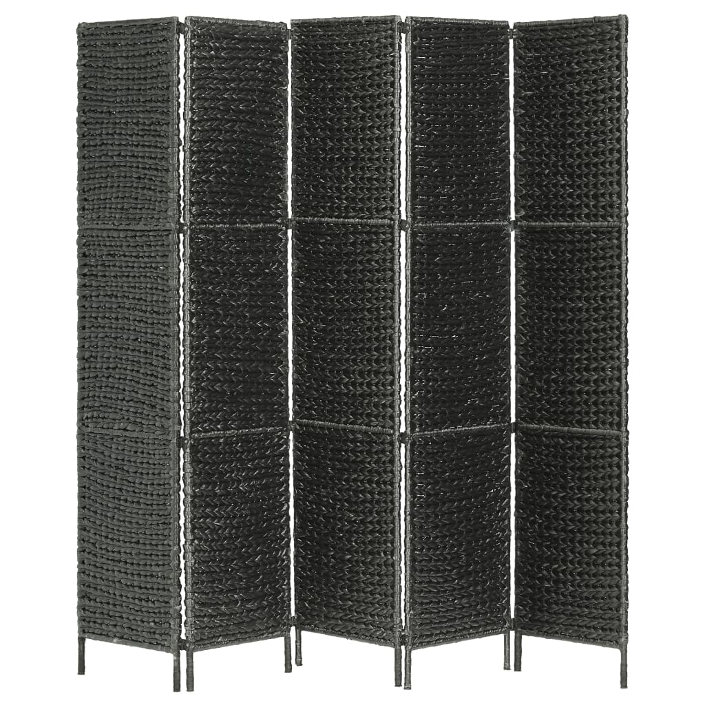 5-Panel Room Divider Black 193x160 cm Water Hyacinth