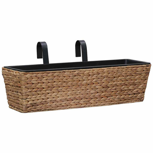 Planter | Set of 2 | Brown, Black | Water hyacinth, Steel, Plastic