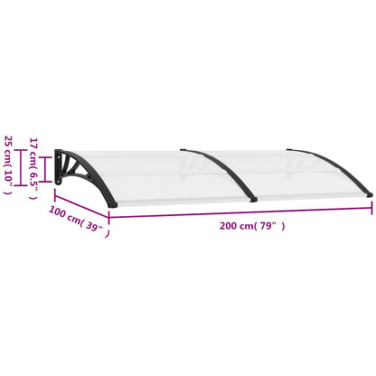 Door Canopy Black brackets, clear sheets Polycarbonate, ABS, Aluminum