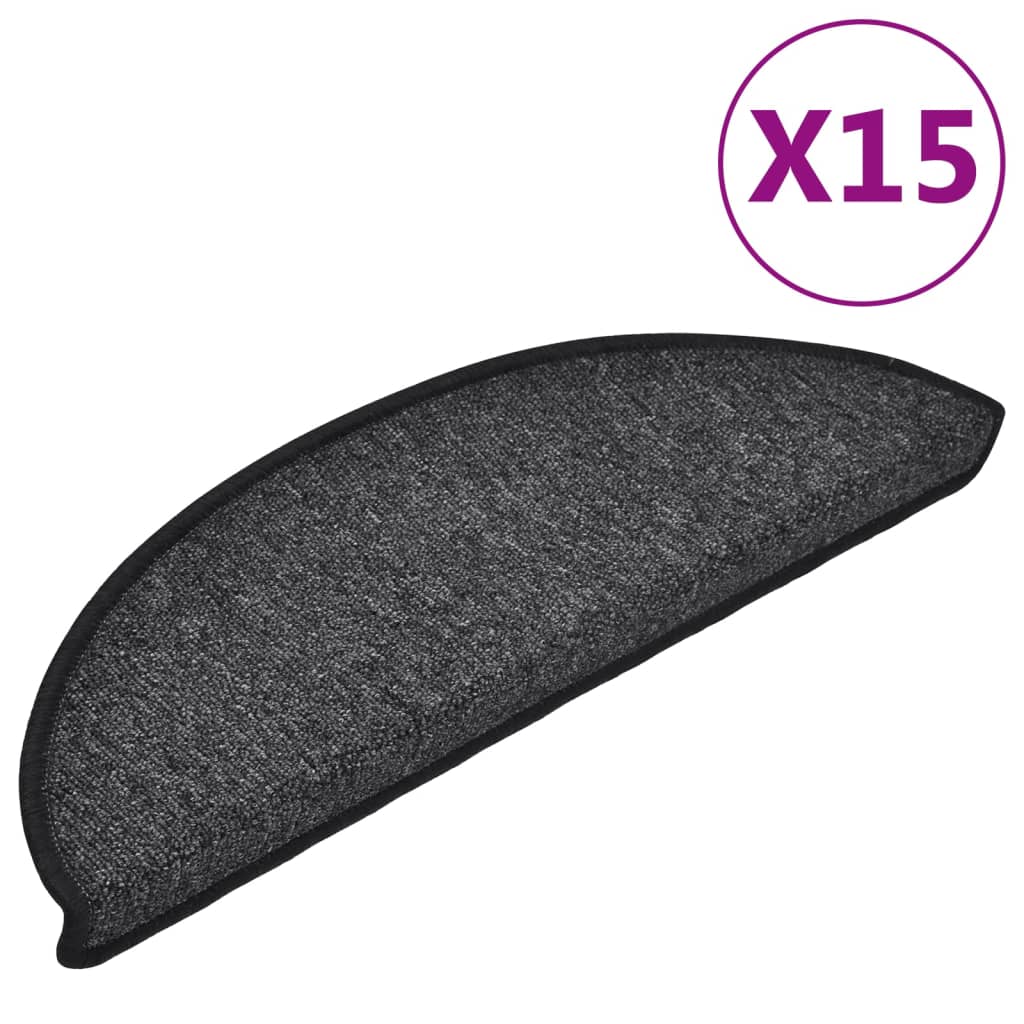 Stair Mats 15 pcs 56x17x3 cm Anthracite Half Round