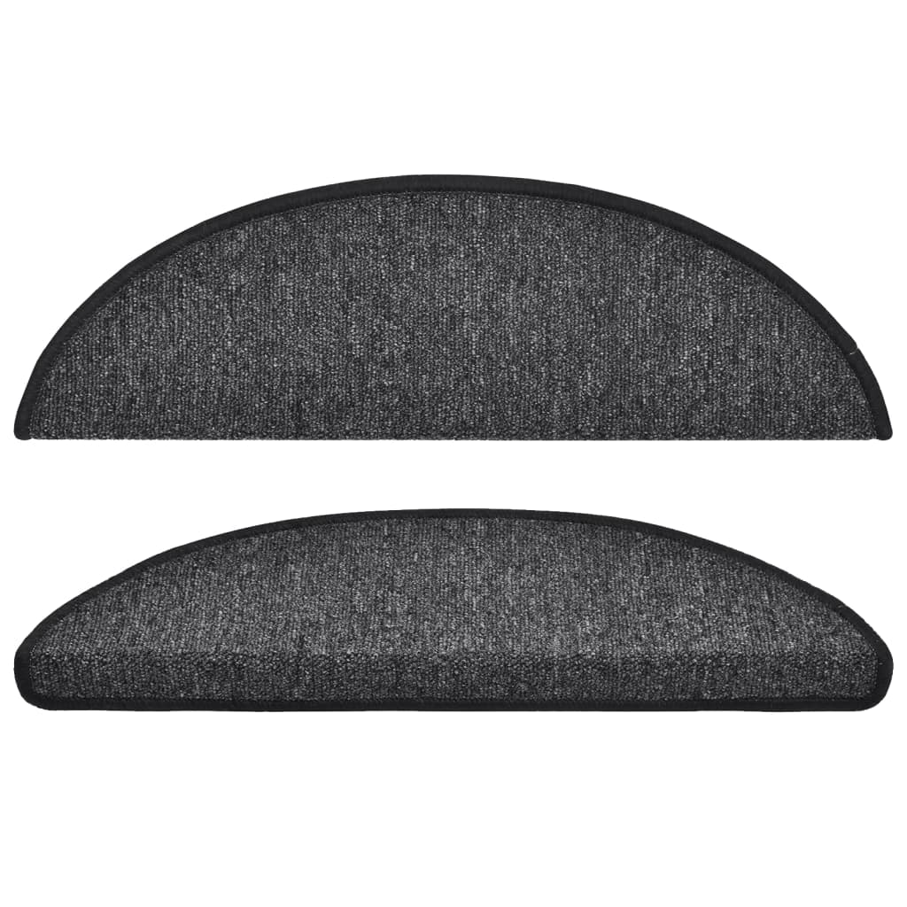 Stair Mats 15 pcs 56x17x3 cm Anthracite Half Round