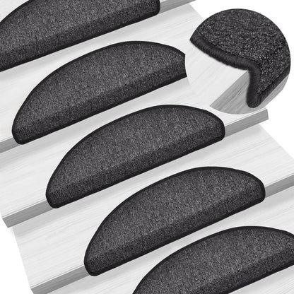 Stair Mats 15 pcs 56x17x3 cm Anthracite Half Round