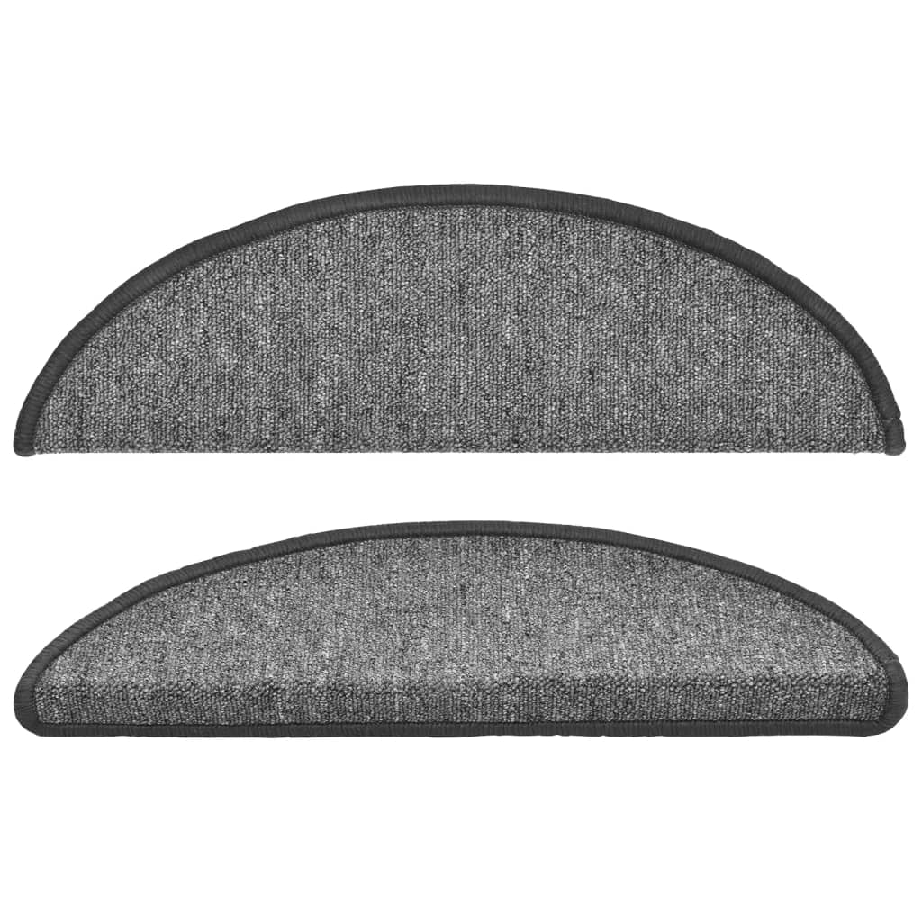 Stair Mats 15 pcs 56x17x3 cm Dark Grey Half Round
