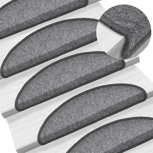 Stair mats 15 pcs 56 x 17 x 3 cm Non-Slip Dark Grey