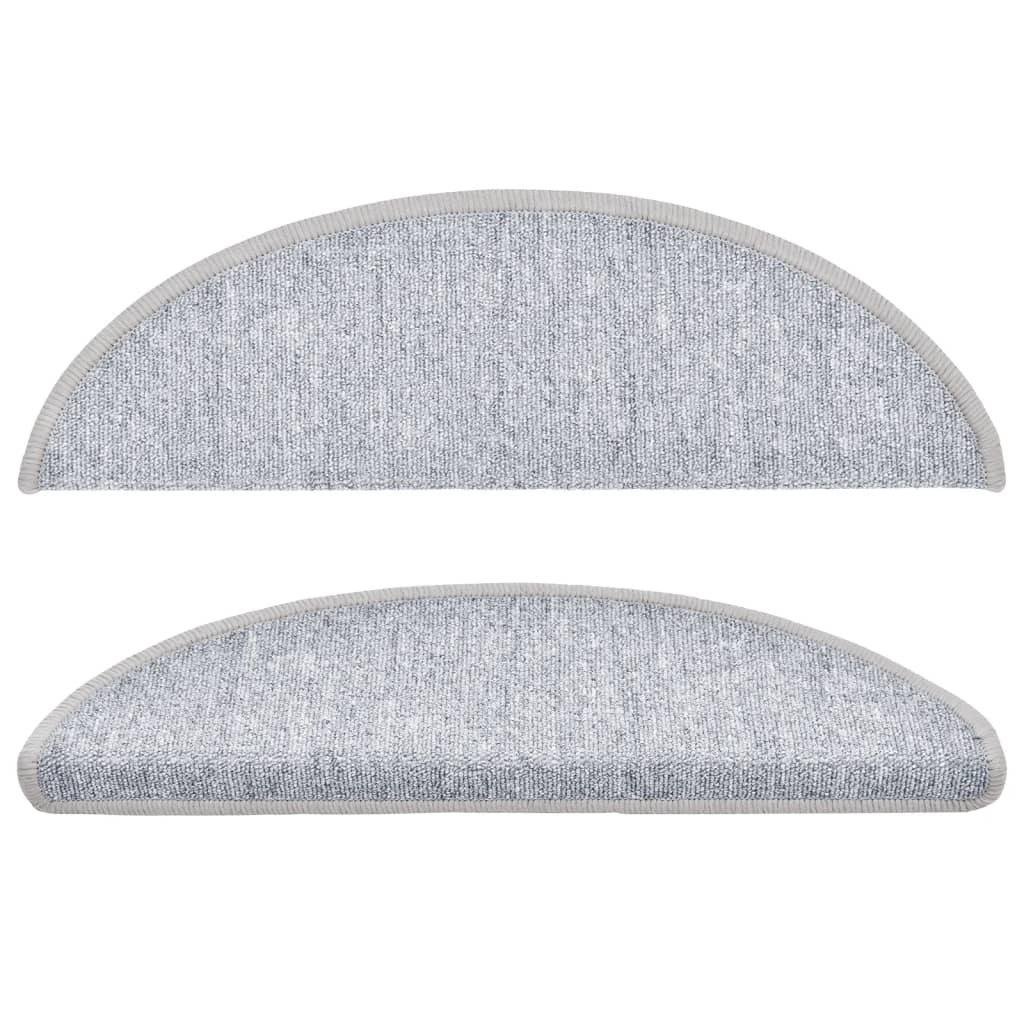 Stair Mats 15 pcs 56x17x3 cm Light Grey Half Round