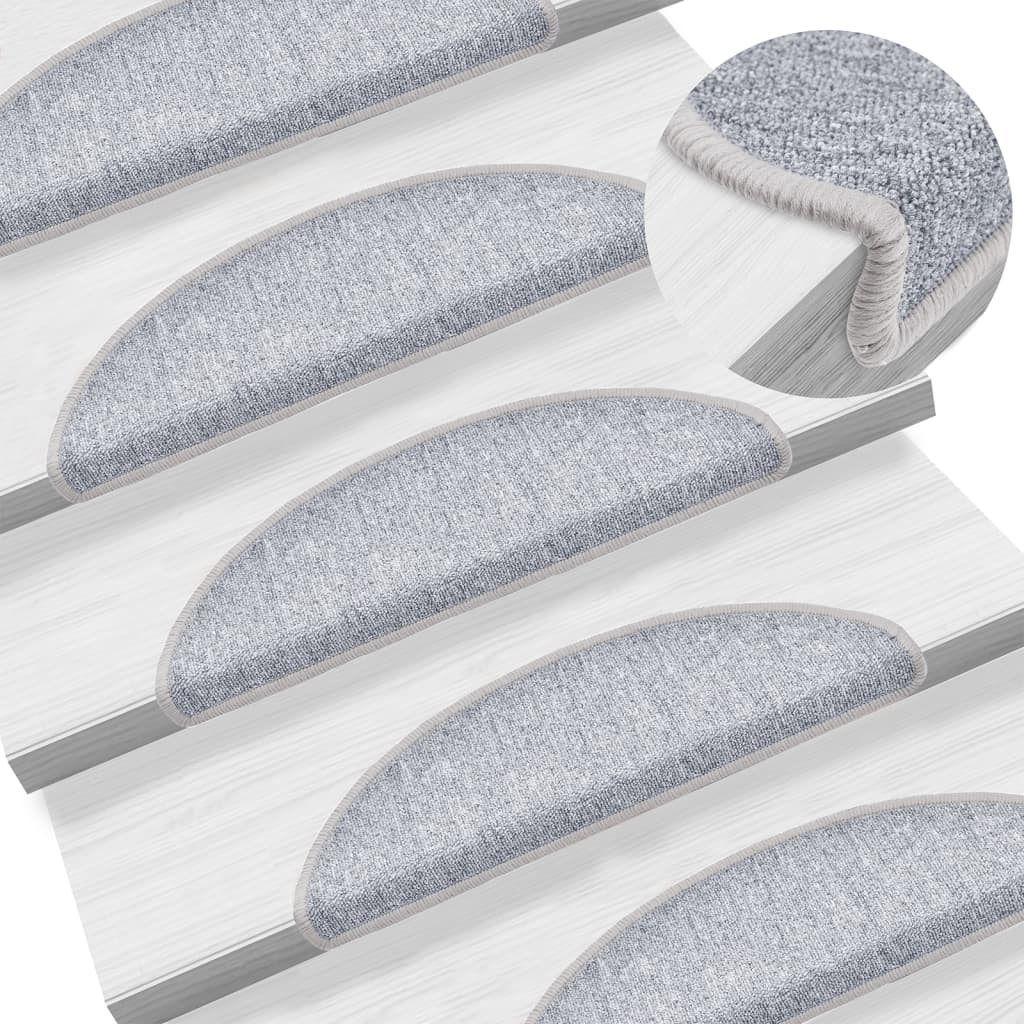 Stair Mats 15 pcs 56x17x3 cm Light Grey Half Round