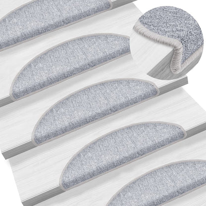 Stair Mats 15 pcs 56x17x3 cm Light Grey Half Round
