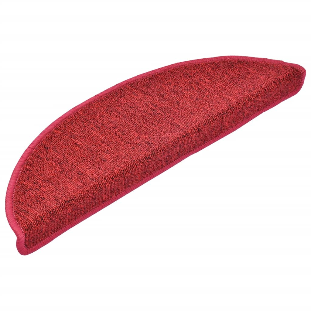 Stair Mats 15 pcs 56x17x3 cm Red Half Round