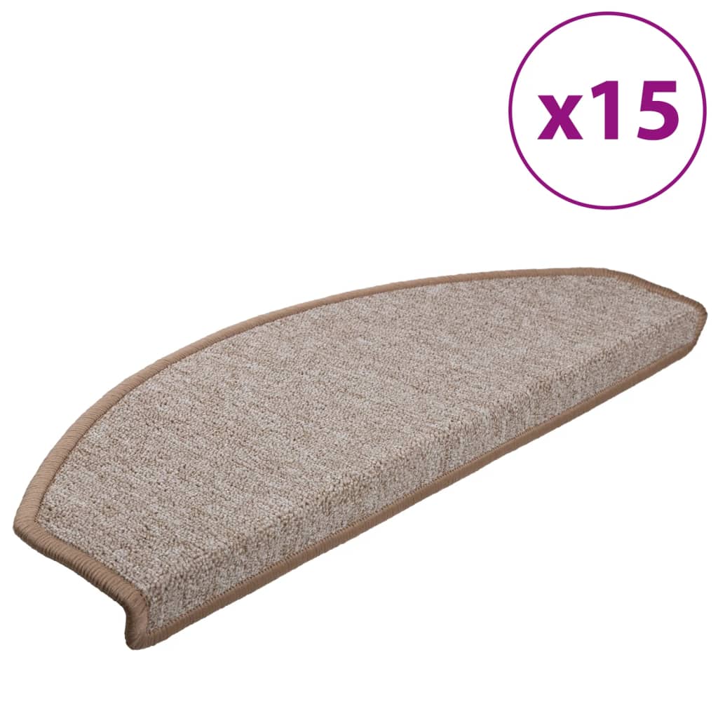 Stair Mats 15 pcs 65x24x4 cm Light Brown Half Round Large