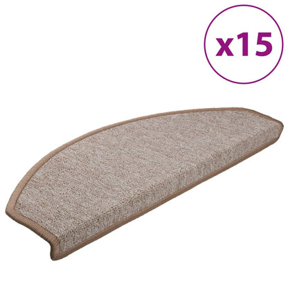 Stair Mats 15 pcs 65x24x4 cm Light Brown Half Round Large