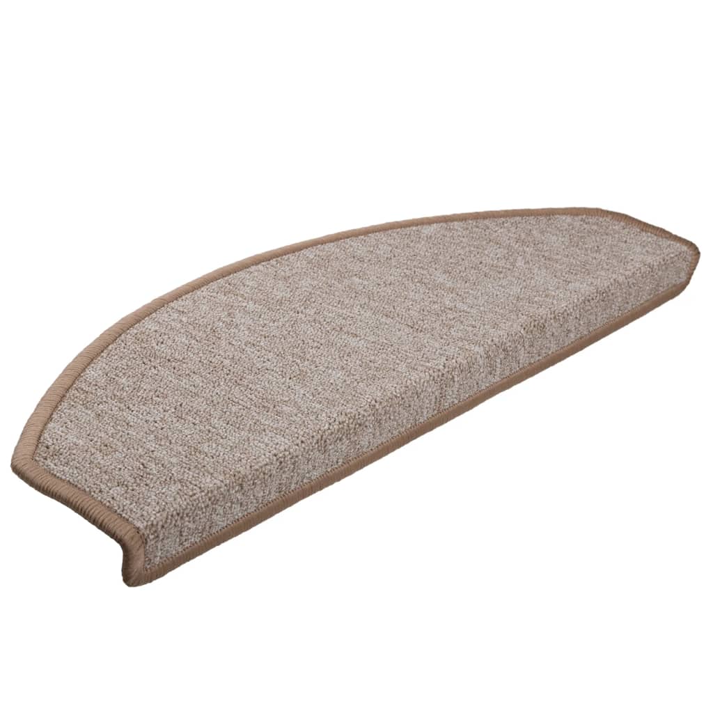 Stair Mats 15 pcs 65x24x4 cm Light Brown Half Round Large
