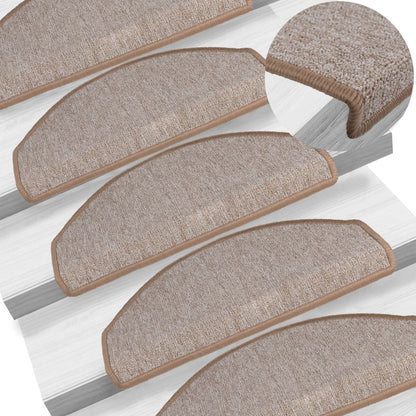 Stair Mats 15 pcs 65x24x4 cm Light Brown Half Round Large