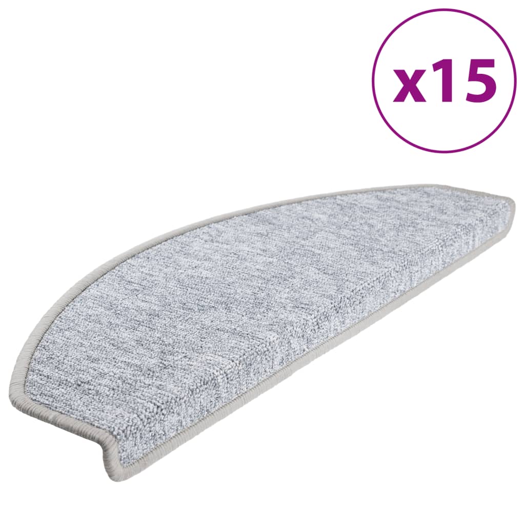 Stair Mats 15 pcs 65x24x4 cm Light Grey Half Round Large