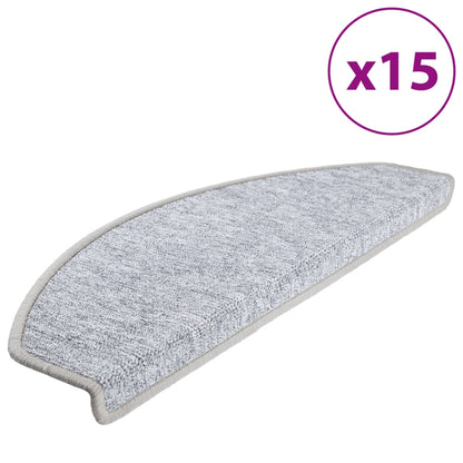 Stair Mats 15 pcs 65x24x4 cm Light Grey Half Round Large