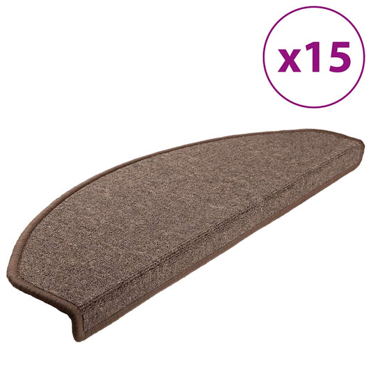 Stair mats 15 pcs 65 x 24 x 4 cm Coffee Brown