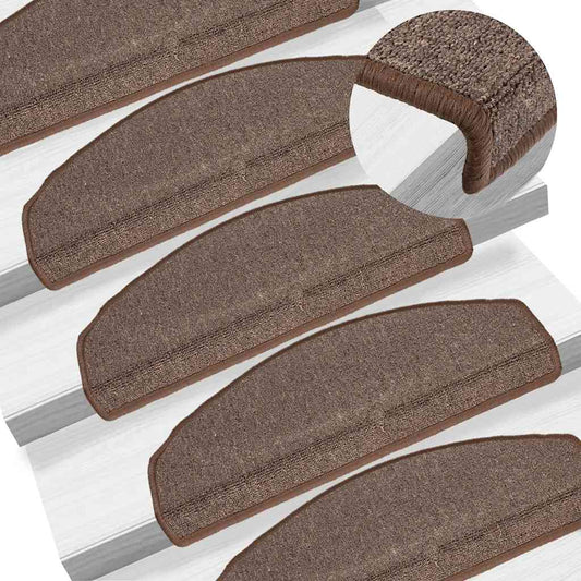 Stair mats 15 pcs 65 x 24 x 4 cm Coffee Brown