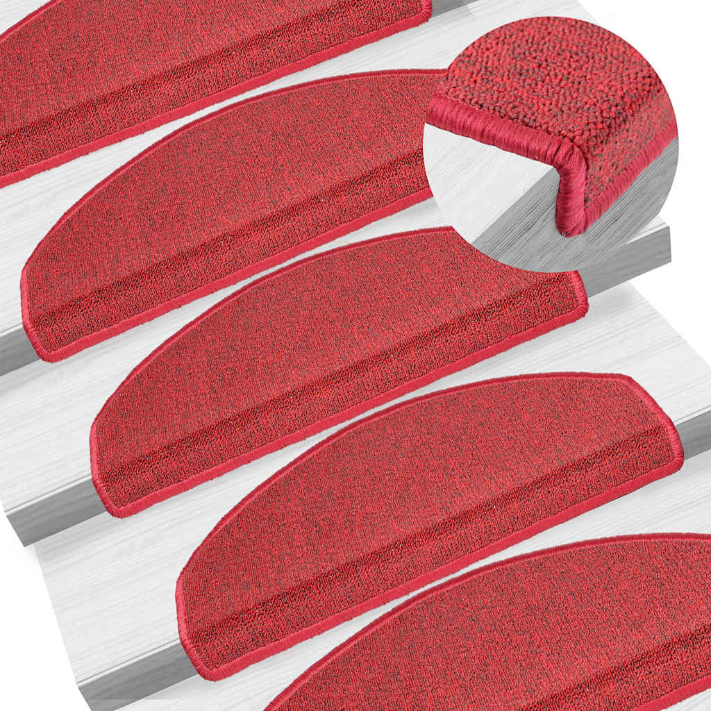 Stair mats 15 pcs 65 x 24 x 4 cm Non-Slip Red