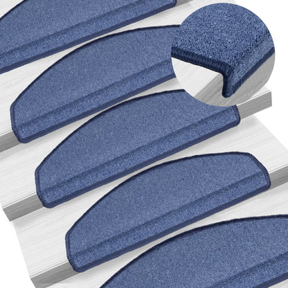 Stair Mats 15 pcs 65x24x4 cm Blue Half Round Large