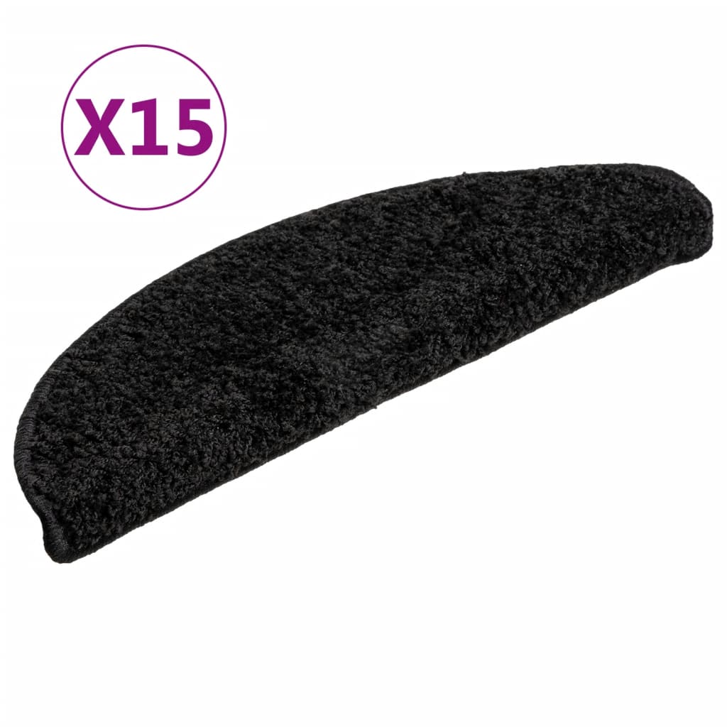 Stair Mats 15 pcs 56x17x3 cm Black Half Round