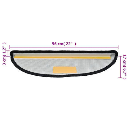 Stair Mats 15 pcs 56x17x3 cm Black Half Round