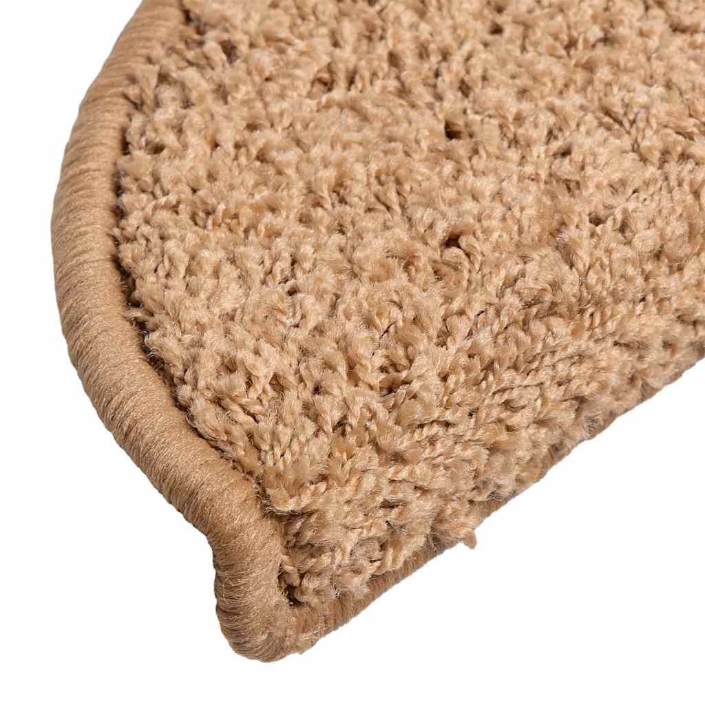 Stair Mats 15 pcs 56x17x3 cm Beige Half Round