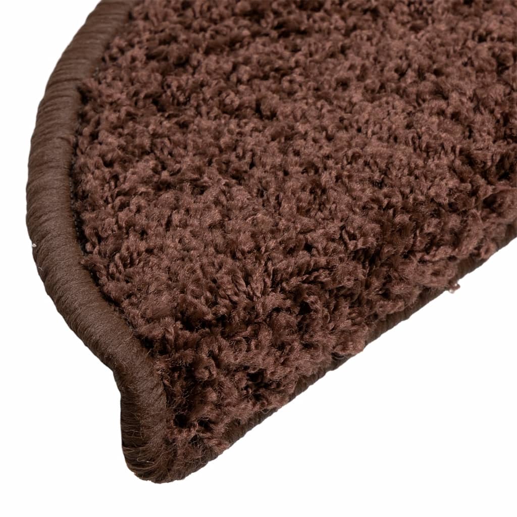 Stair Mats 15 pcs 56x17x3 cm Brown Half Round
