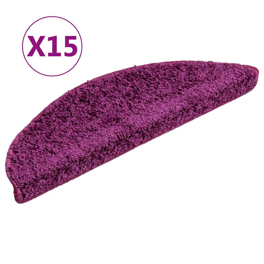 Stair Mats 15 pcs 56x17x3 cm Violet Half Round