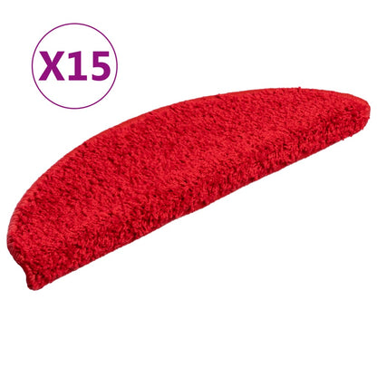Stair Mats 15 pcs 56x17x3 cm Red Half Round