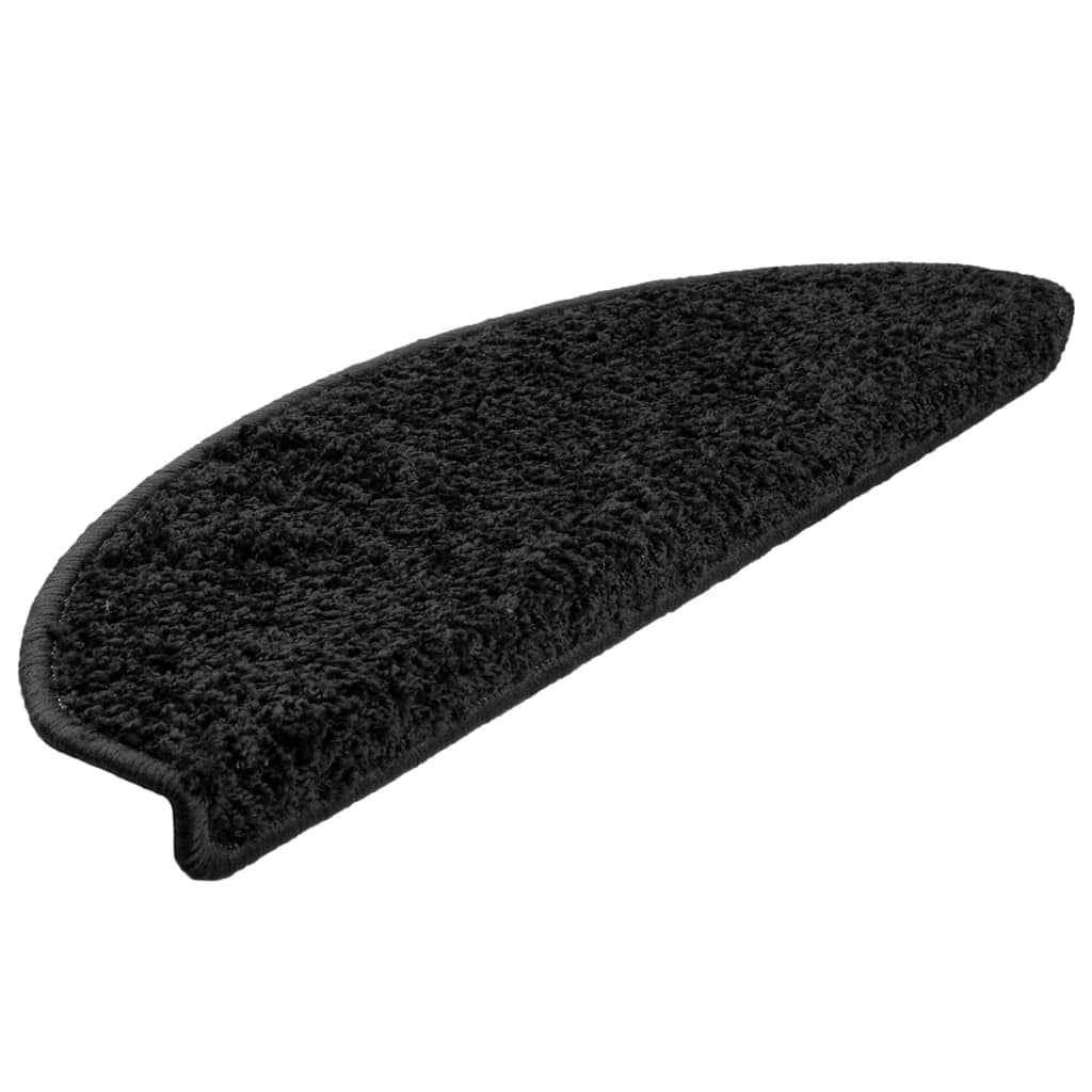 Stair Mats 15 pcs 65x21x4 cm Black Half Round Large