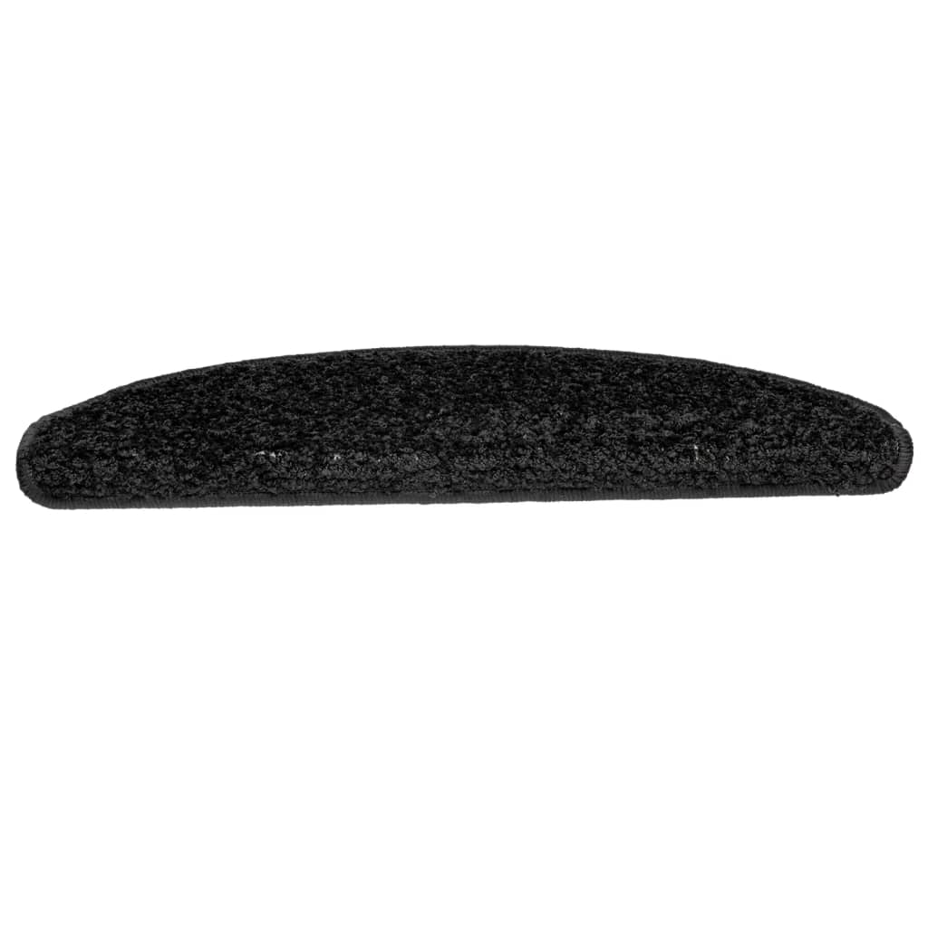 Stair Mats 15 pcs 65x21x4 cm Black Half Round Large