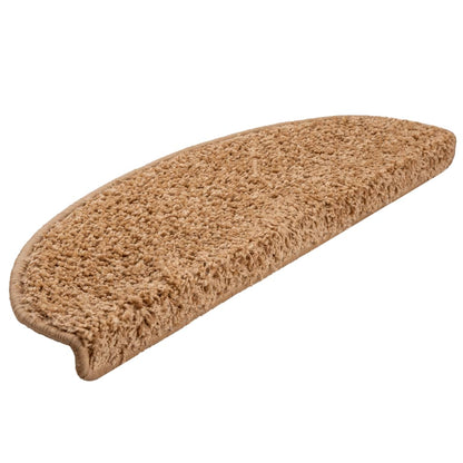 Stair Mats 15 pcs 65x21x4 cm Beige Half Round Large