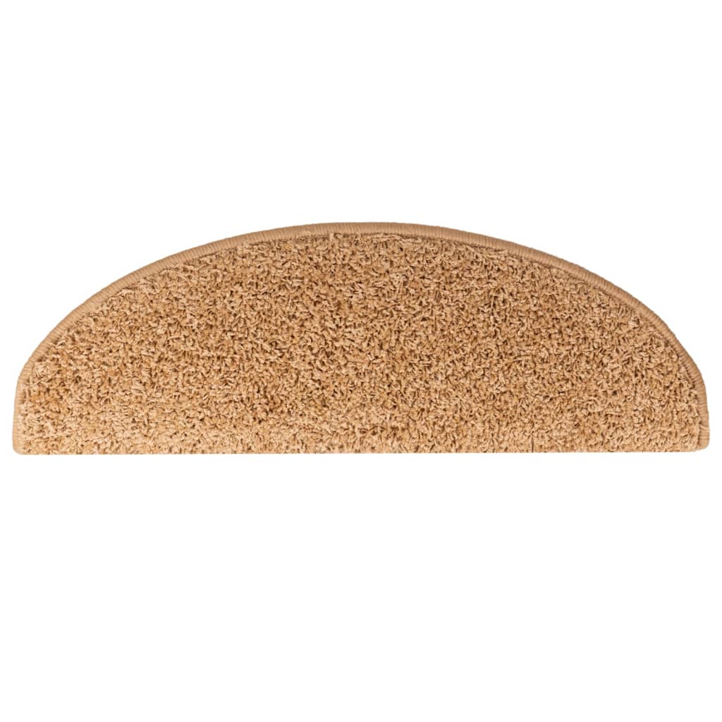 Stair Mats 15 pcs 65x21x4 cm Beige Half Round Large