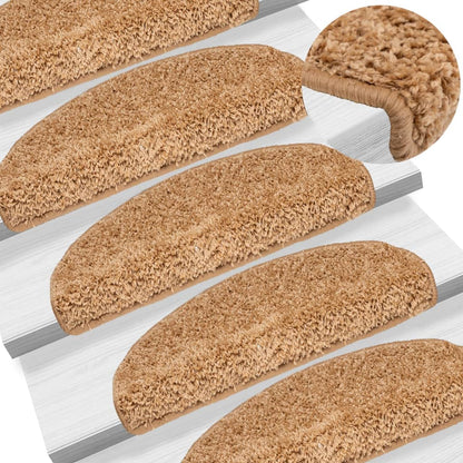 Stair Mats 15 pcs 65x21x4 cm Beige Half Round Large