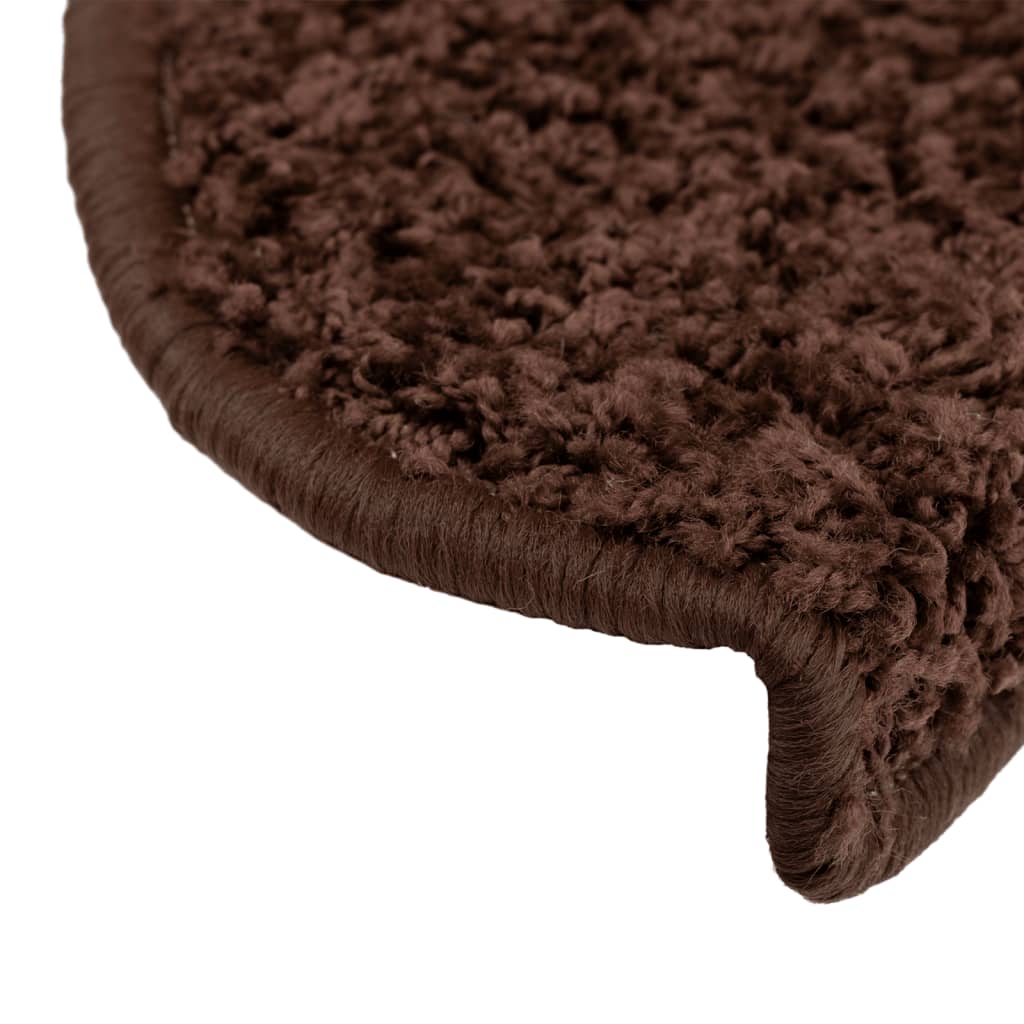 Stair Mats 15 pcs 65x21x4 cm Brown Half Round Large