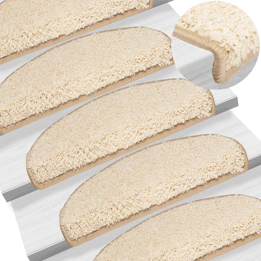 Stair Mats 15 pcs 65x21x4 cm Cream Half Round Large