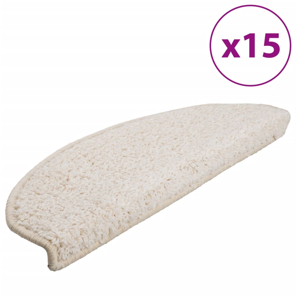 Stair Mats 15 pcs 65x21x4 cm White Half Round Large