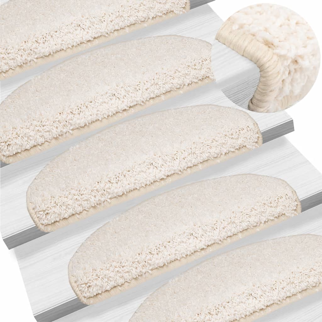 Stair Mats 15 pcs 65x21x4 cm White Half Round Large
