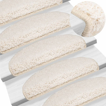 Stair Mats 15 pcs 65x21x4 cm White Half Round Large