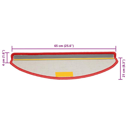 Stair Mats 15 pcs 65x21x4 cm Red Half Round Large