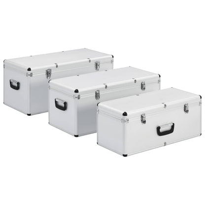 Storage Cases 3 pcs Silver Aluminium