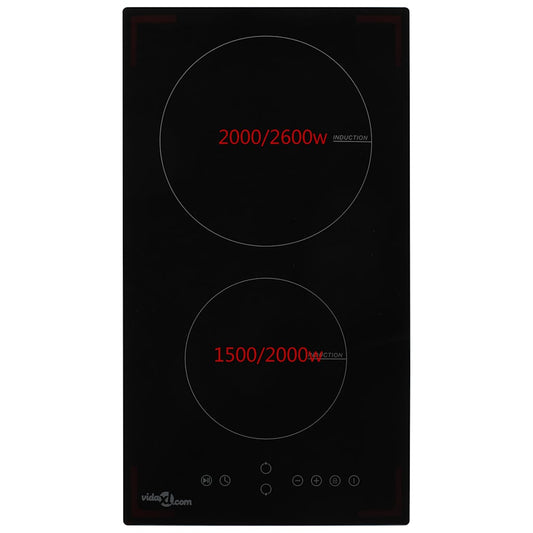 Induction Hob with 2 Burners Touch Control Glass 3500 W