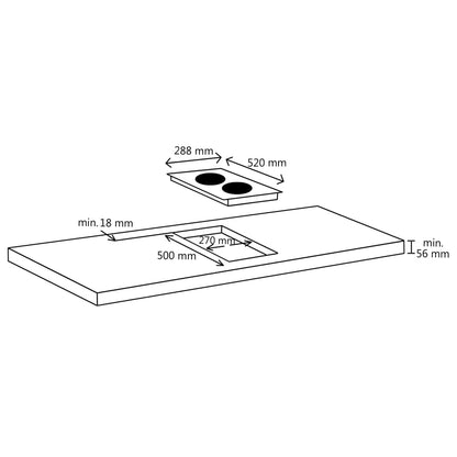 Induction Hob with 2 Burners Touch Control Glass 3500 W