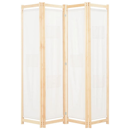 4-Panel Room Divider Cream 160x170x4 cm Fabric