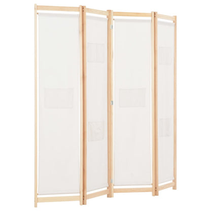 4-Panel Room Divider Cream 160x170x4 cm Fabric