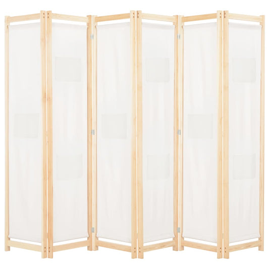 6-Panel Room Divider Cream 240x170x4 cm Fabric