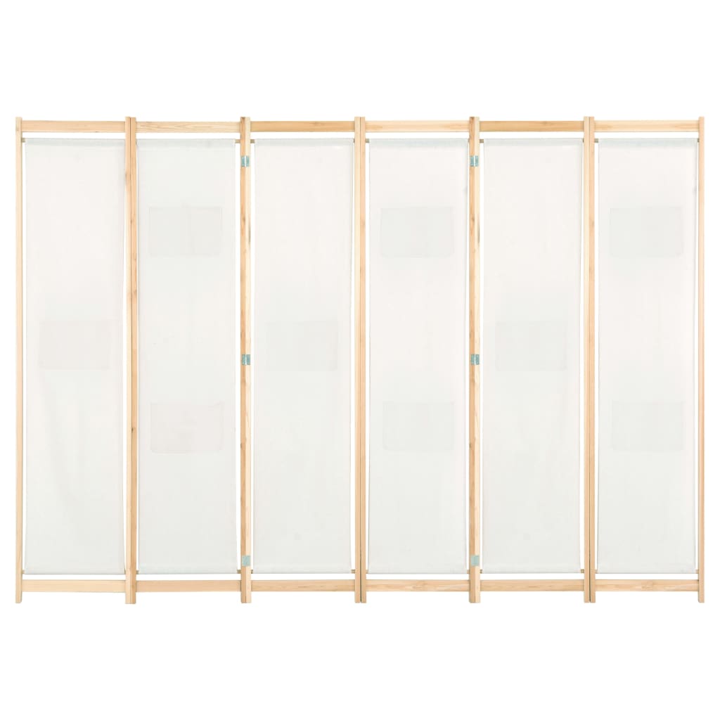 6-Panel Room Divider Cream 240x170x4 cm Fabric