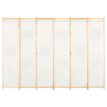 6-Panel Room Divider Cream 240x170x4 cm Fabric