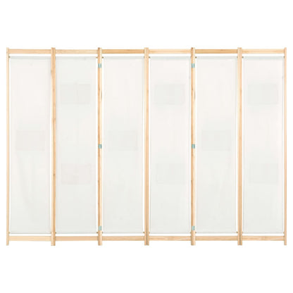 6-Panel Room Divider Cream 240x170x4 cm Fabric