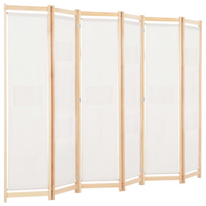 6-Panel Room Divider Cream 240x170x4 cm Fabric